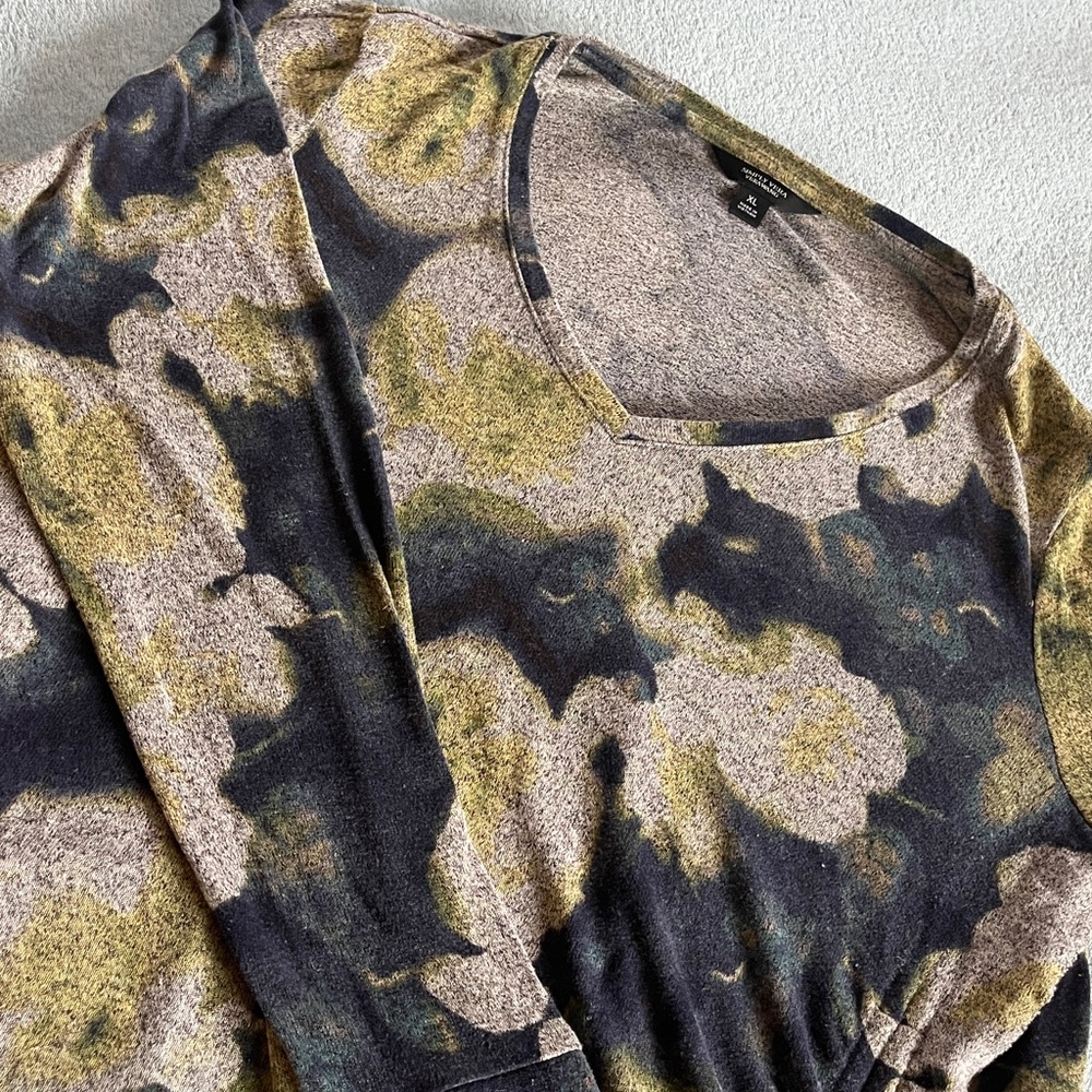 Simply Vera Vera Wang Gray floral lightweight sweater - Picture 3 of 9